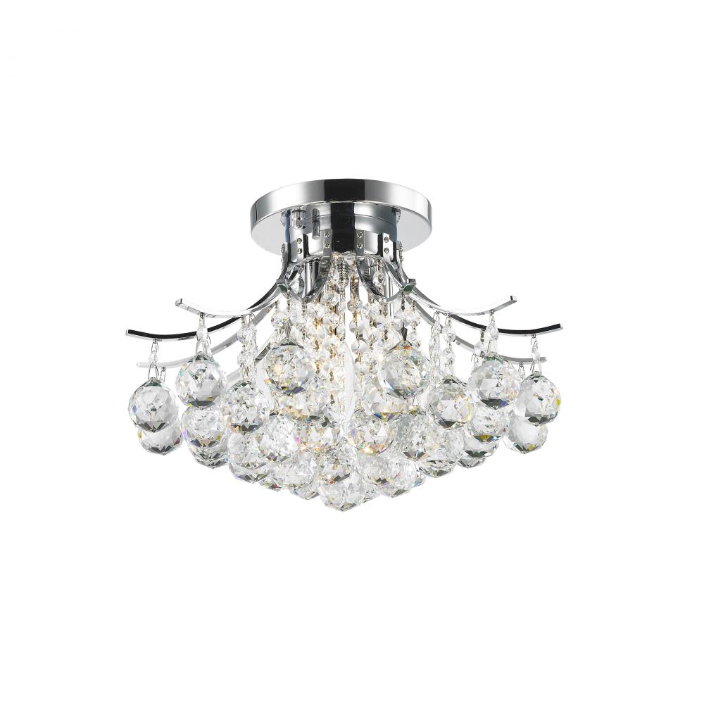 Empire 3-Light Chrome Finish and Clear Crystal Flush Mount Ceiling Light 16 in. Dia x 12 in. H Round