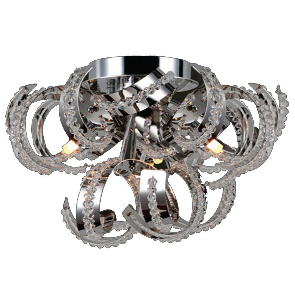 Medusa 3-Light Chrome Finish Crystal Ribbon Flush Mount Ceiling Light 12 in. Dia x 11 in. H Small