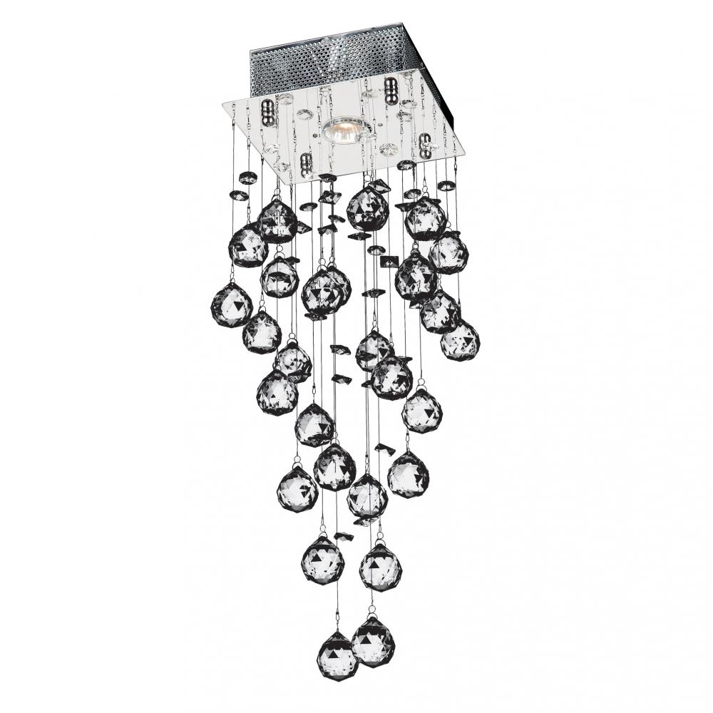 Icicle 1-Light Chrome Finish and Clear Crystal Flush Mount Ceiling Light 8 in. L x 8 in. W x 24 in.
