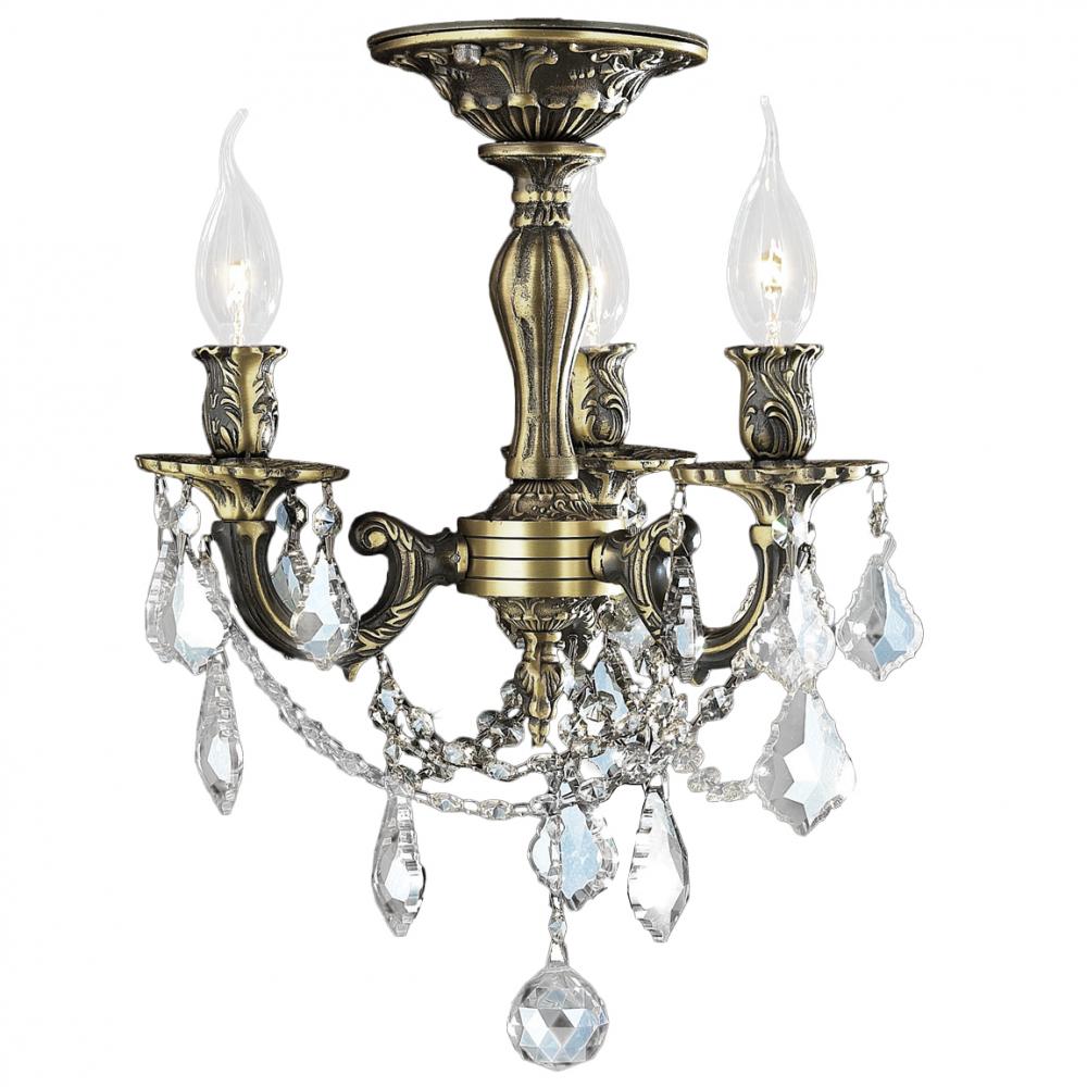 Windsor 3-Light Antique Bronze Finish and Clear Crystal Semi Flush Mount Ceiling Light 13 in. Dia x 