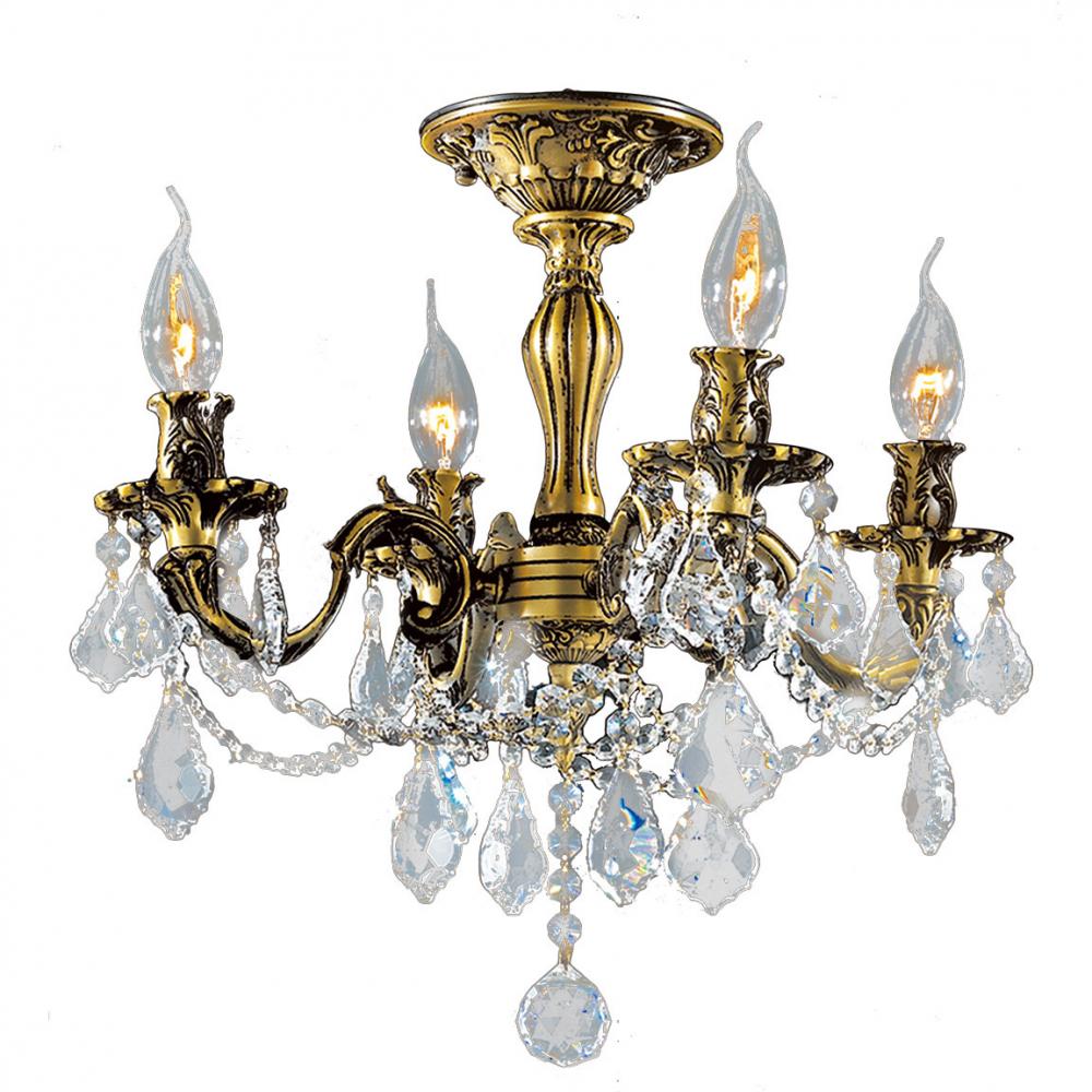 Windsor 4-Light Antique Bronze Finish and Clear Crystal Semi Flush Mount Ceiling Light 17 in. Dia x 