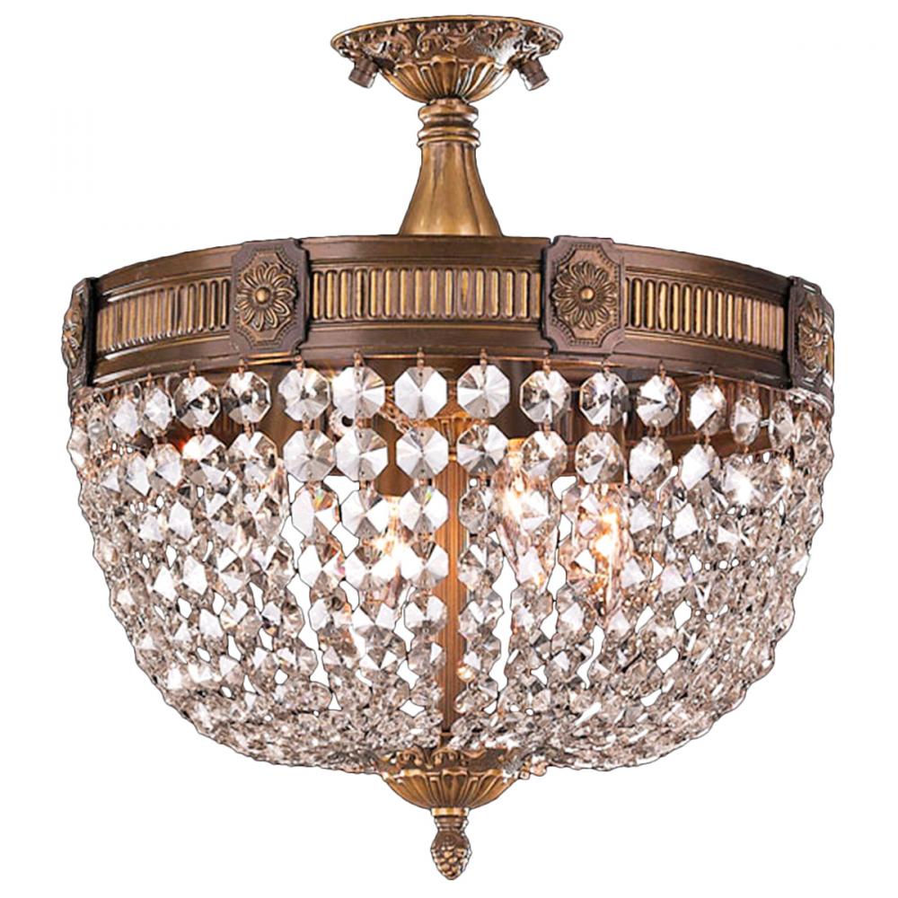 Winchester 4-Light Antique Bronze Finish and Clear Crystal Semi Flush Mount Ceiling Light 16 in. Dia