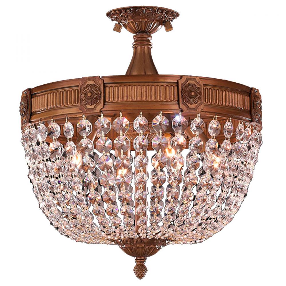 Winchester 4-Light French Gold Finish and Clear Crystal Semi Flush Mount Ceiling Light 16 in. Dia x 