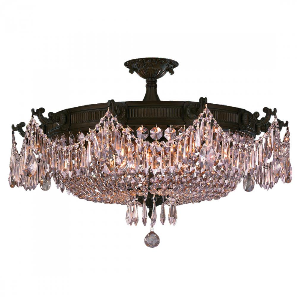 Winchester 10-Light dark Bronze Finish and Clear Crystal Semi Flush Mount Ceiling Light 30 in. Dia x