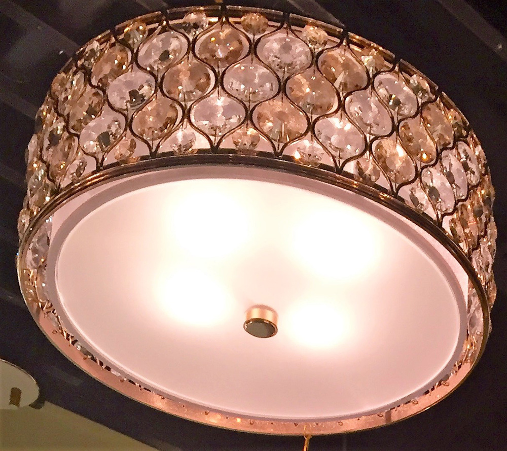 Paris 4-Light Matte Gold Finish with Clear and Golden Teak Crystal Flush Mount Ceiling Light 16 in.