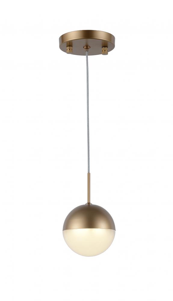 Phantasm 2.5-Watt Matte Gold Finish Integrated LEd Iced Opal Acrylic Mini Pendant Ceiling Light 3000