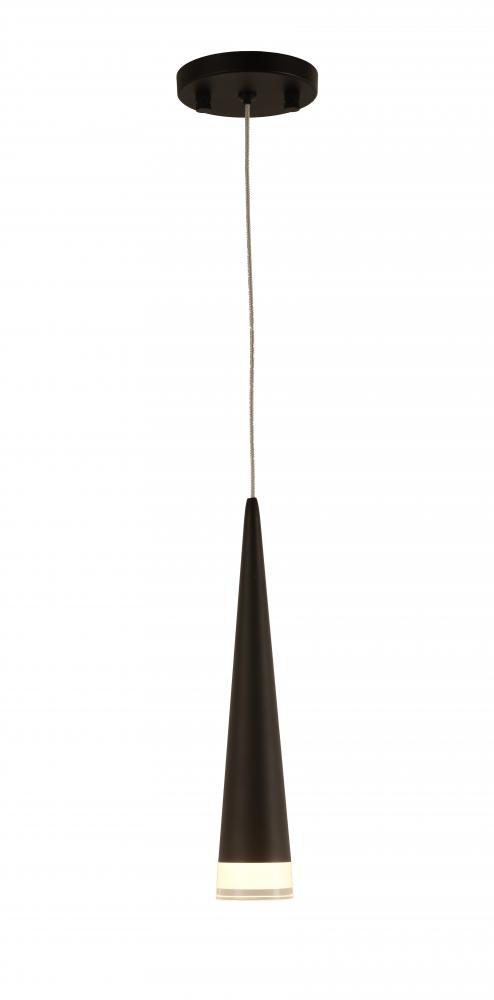 Pinnacle 4.5-Watt Matte Black Finish Integrated LEd Mini Pendant Cone Ceiling Light 3000K 4 in. Dia 