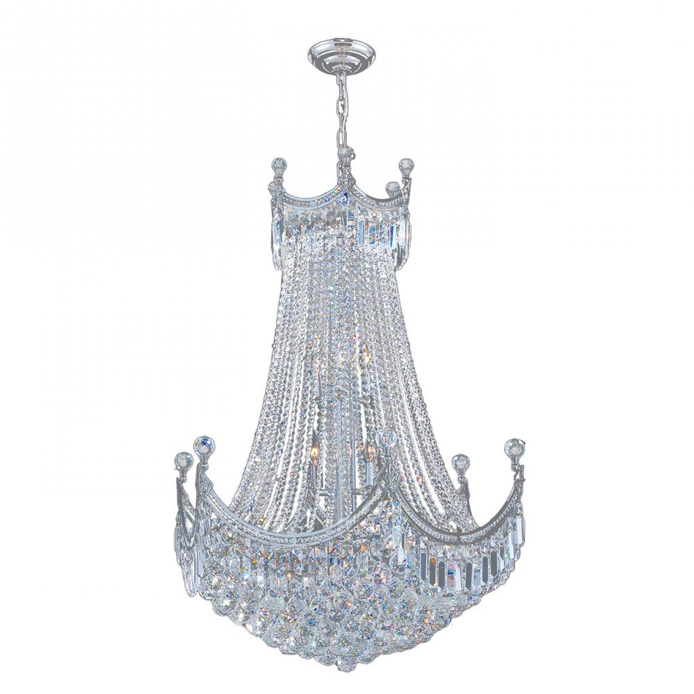 Empire 24-Light Chrome Finish Crystal Chandelier 30 in. Dia x 40 in. H Round Large