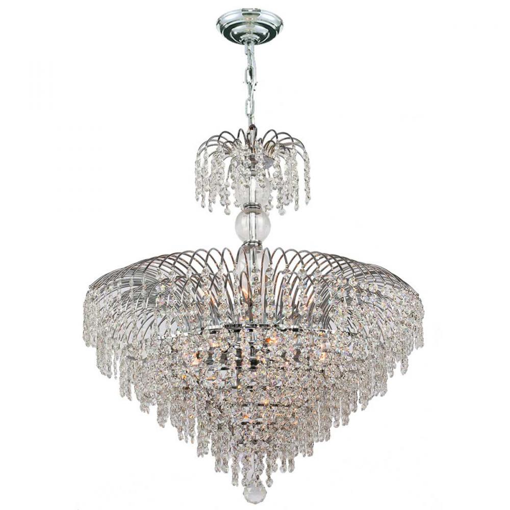 Empire 14-Light Chrome Finish and Clear Crystal Chandelier 24 in. Dia x 28 in. H Round Large