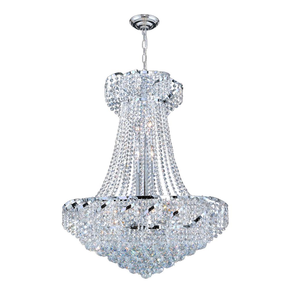 Empire 15-Light Chrome Finish and Clear Crystal Chandelier 26 in. Dia x 32 in. H Round Large