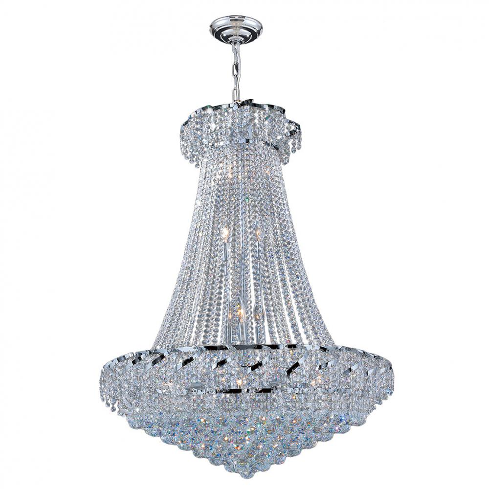Empire 18-Light Chrome Finish and Clear Crystal Chandelier 30 in. Dia x 38 in. H Round Large