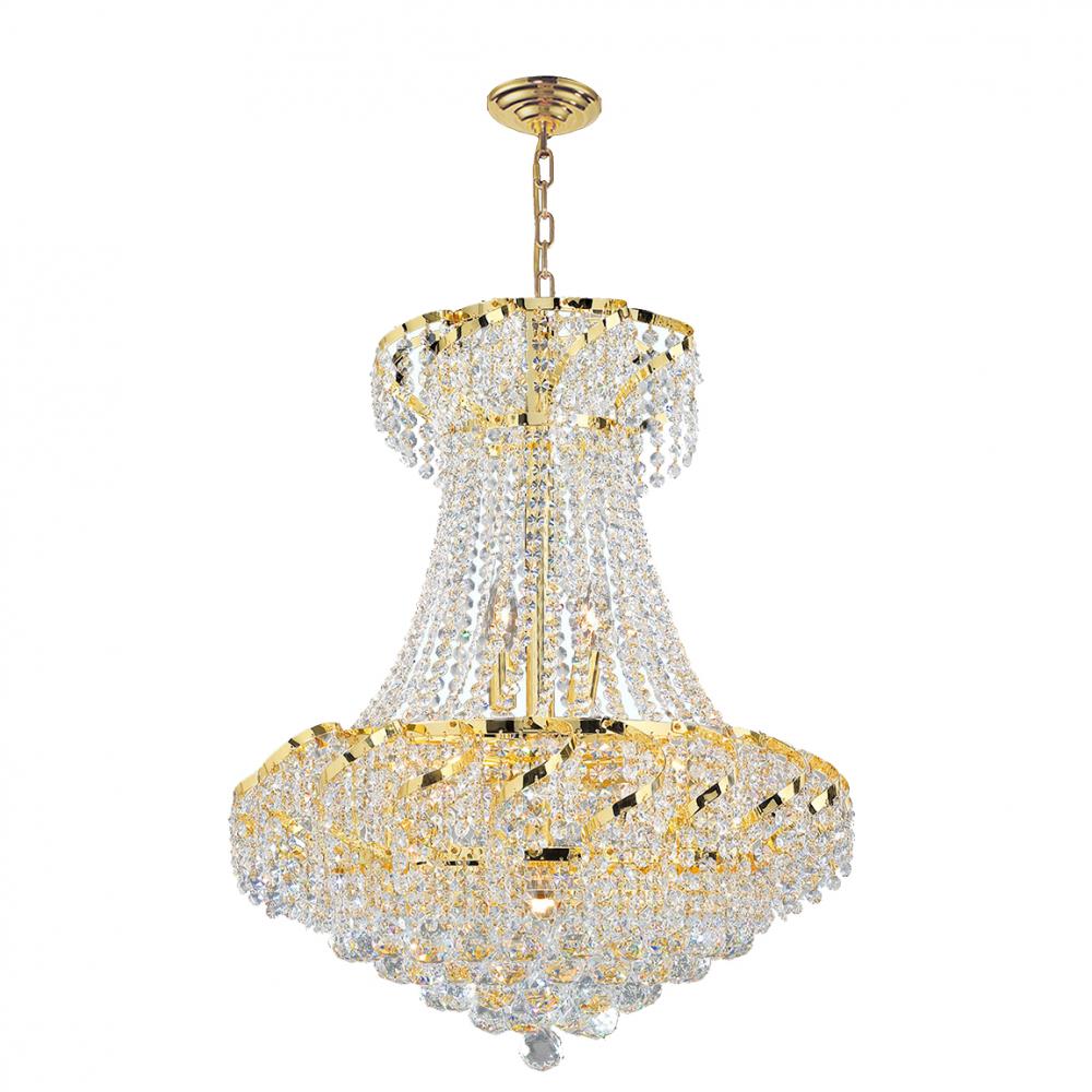 Empire 11-Light Gold Finish and Clear Crystal Chandelier 22 in. Dia x 26 in. H Round Medium