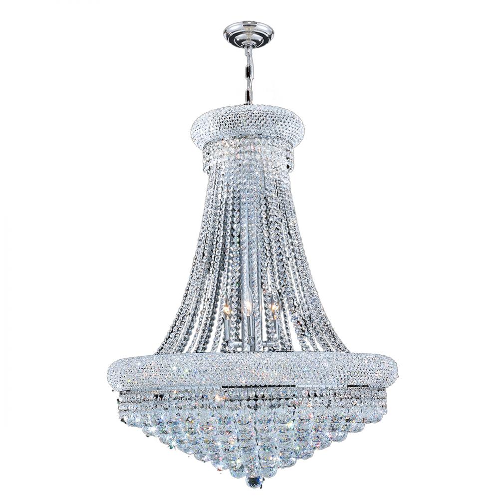 Empire 14-Light Chrome Finish and Clear Crystal Chandelier 28 in. Dia x 36 in. H Large