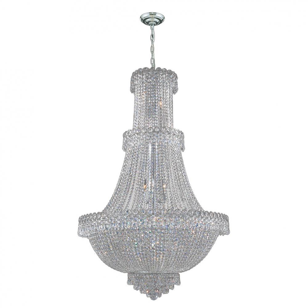 Empire 17-Light Chrome Finish and Clear Crystal Chandelier 30 in. Dia x 48 in. Round Large