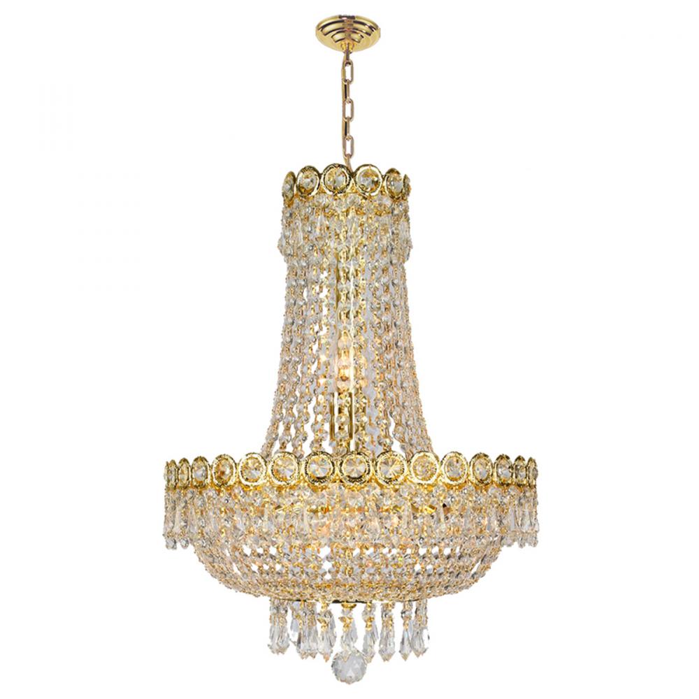 Empire 8-Light Gold Finish and Clear Crystal Chandelier 16 in. Dia x 20 in. H Round Mini