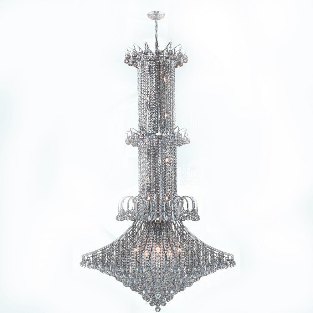 Empire 20 Light Chrome Finish and Clear Crystal Chandelier 44 in. Dia x 72 in. H Extra Large