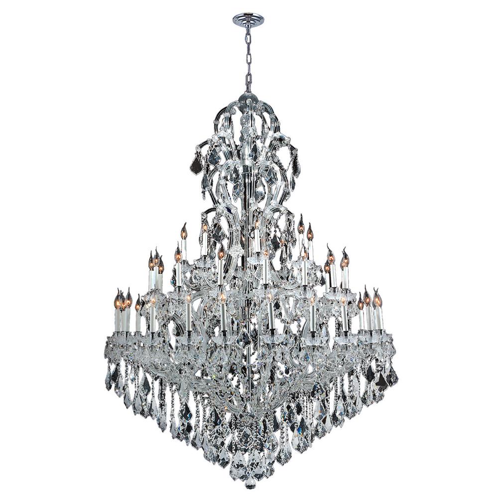 Maria Theresa 48-Light Chrome Finish and Clear Crystal Chandelier 52 in. Dia x 86 in. H Three 3 Tier