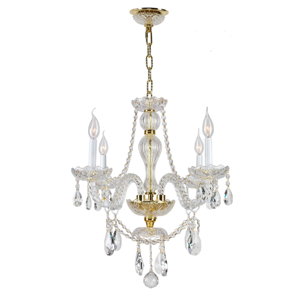 Provence 4-Light Gold Finish and Clear Crystal Chandelier 23 in. Dia x 25 in. H Medium