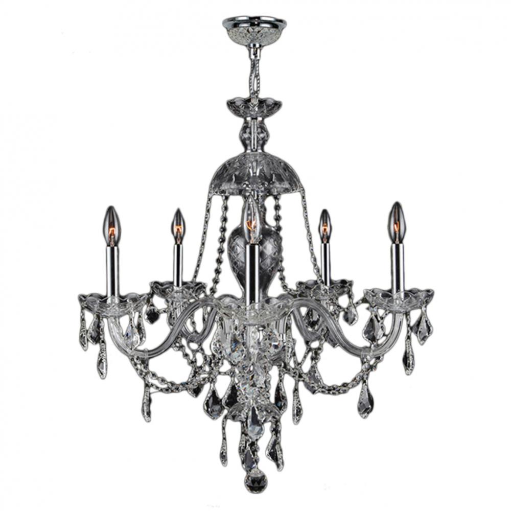 Provence 5-Light Chrome Finish and Clear Crystal Chandelier 25 in. Dia x 28 in. H Large