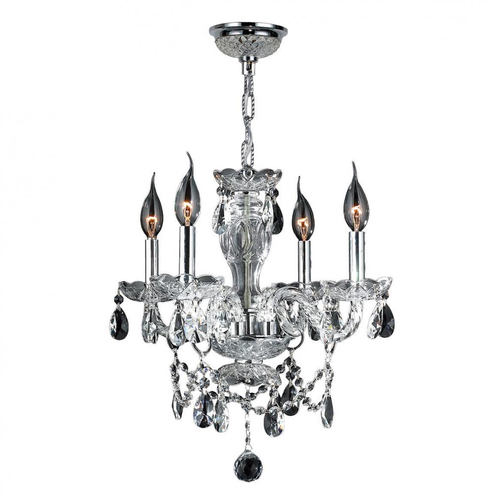 Provence 4-Light Chrome Finish and Clear Crystal Chandelier 17 in. Dia x 18 in. H Medium