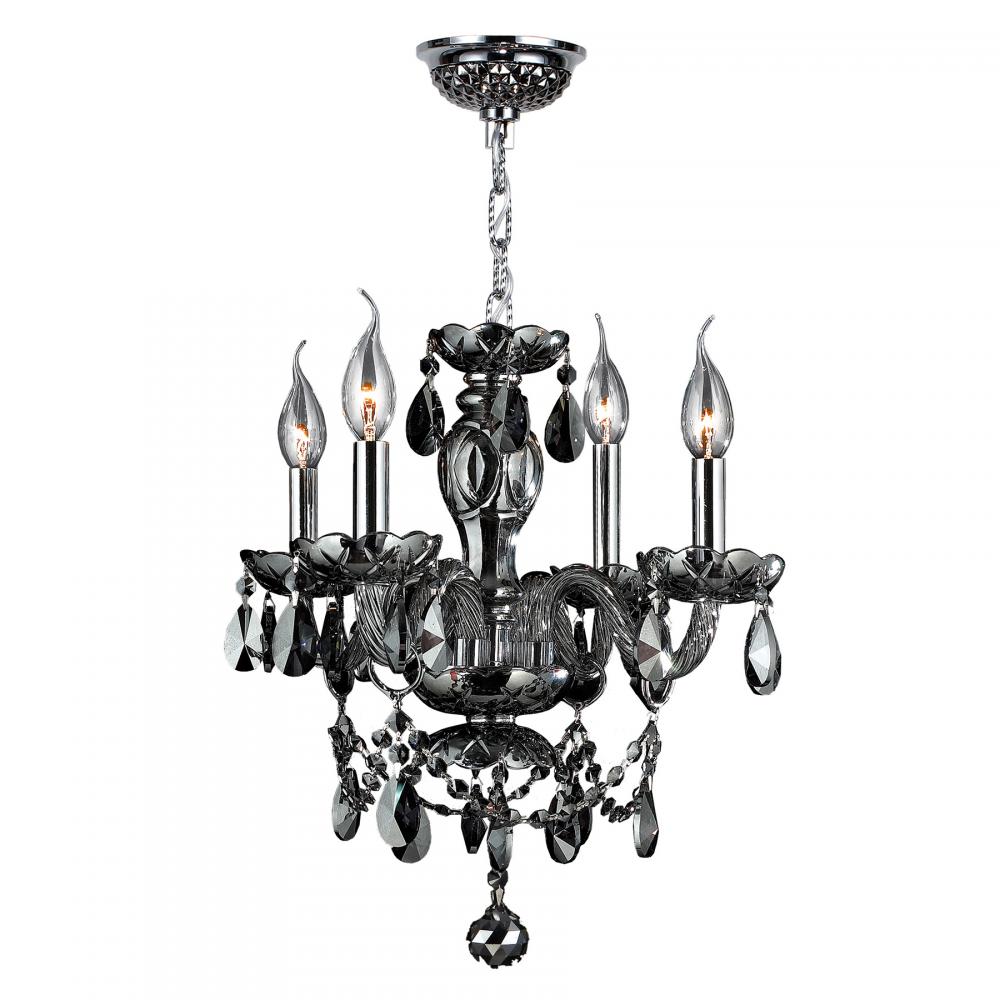 Provence 4-Light Chrome Finish and Smoke Crystal Chandelier 17 in. Dia x 18 in. H Medium