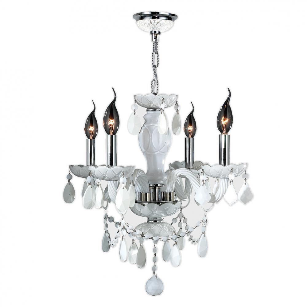 Provence Collection 4 Light Chrome Finish and White Crystal Chandelier 17" D x 18" H Medium