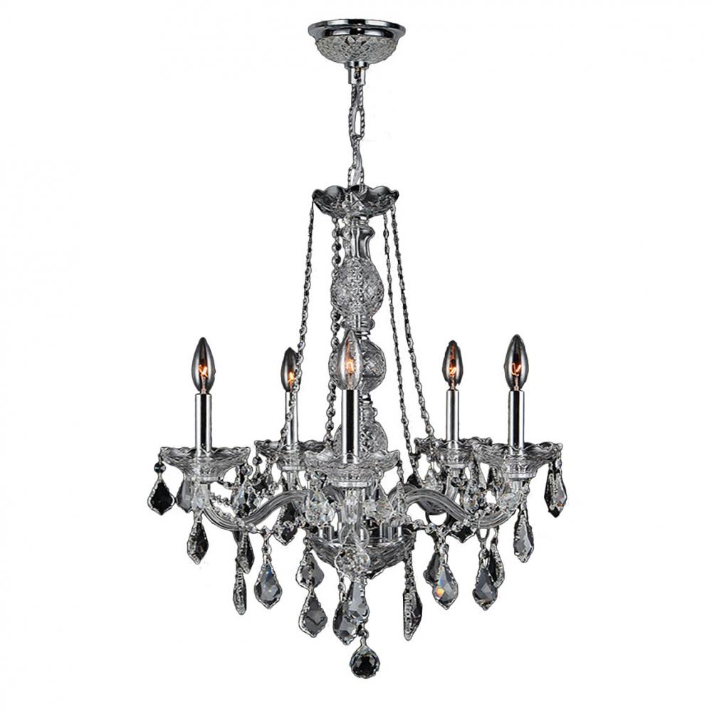 Provence 5-Light Chrome Finish and Clear Crystal Chandelier 21 in. Dia x 26 in. H Medium