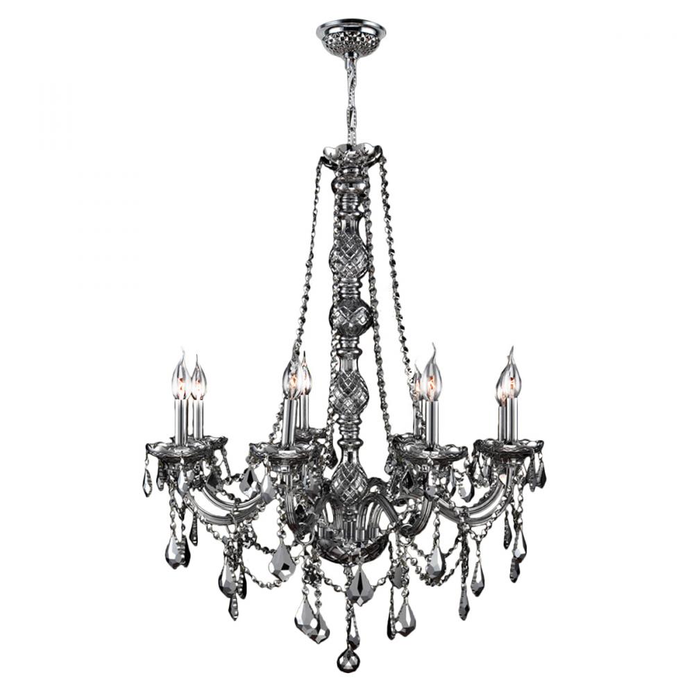 Provence 8-Light Chrome Finish and Chrome Crystal Chandelier 28 in. Dia x 34 in. H Large