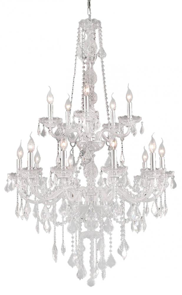Provence 15-Light Chrome Finish and Clear Crystal Chandelier 33 in. Dia x 52 in. H Two 2 Tier Large