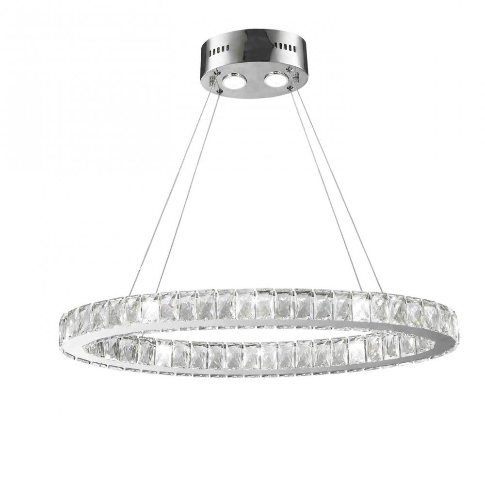 Galaxy 12 Integrated LEd Light Chrome Finish diamond Cut Crystal Oval Ring Chandelier 3500K 28 in. L