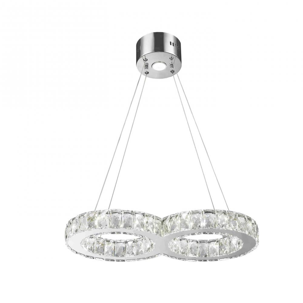 Galaxy 14 Integrated LEd Light Chrome Finish diamond Cut Crystal double Ring Chandelier 6000K 22 in.