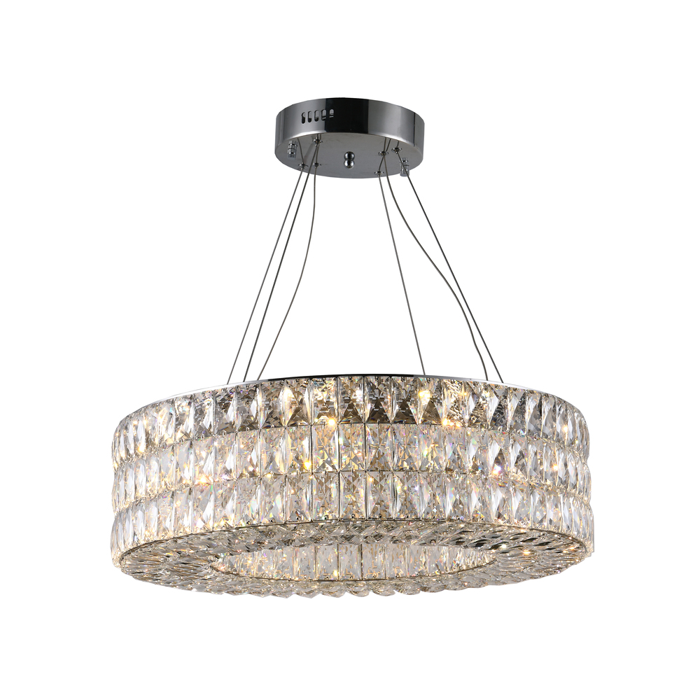 Galaxy 36-Watt Chrome Finish Integrated LEd Ring Pendant Chandelier 6000K 24 in. Dia x 113 in. H