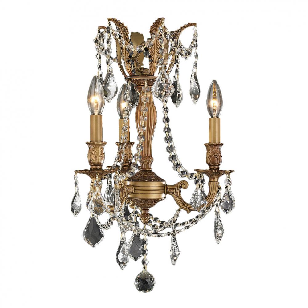 Windsor 3-Light French Gold Finish and Clear Crystal Mini Chandelier 13 in. Dia x 18 in. H