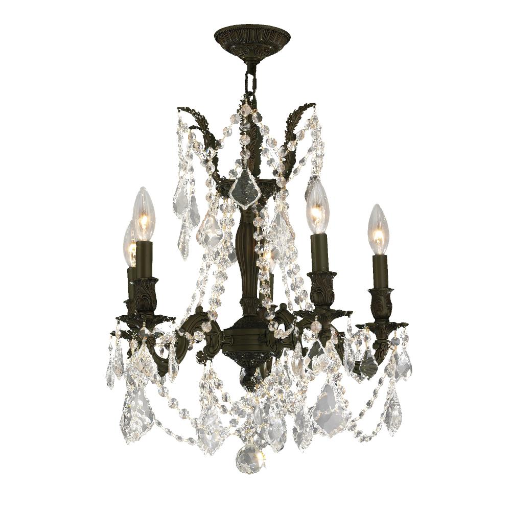 Windsor 5-Light dark Bronze Finish and Clear Crystal Chandelier 18 in. Dia x 19 in. H Medium