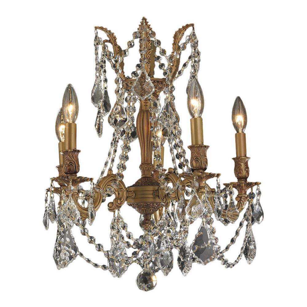 Windsor 5-Light French Gold Finish and Clear Crystal Chandelier 18 in. Dia x 19 in. H Medium
