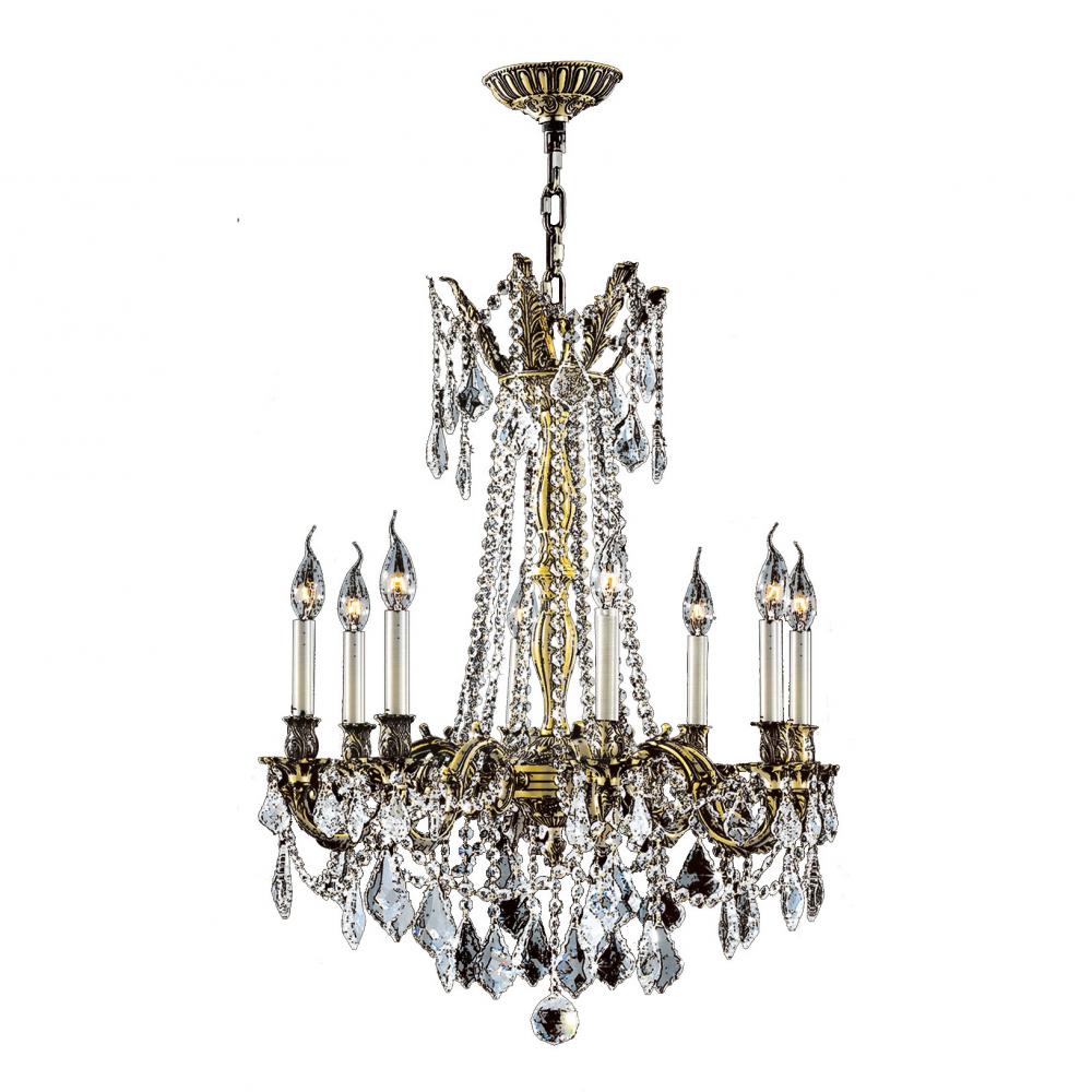 Windsor 8-Light Antique Bronze Finish and Clear Crystal Chandelier 24 in. Dia x 30 in. H Large