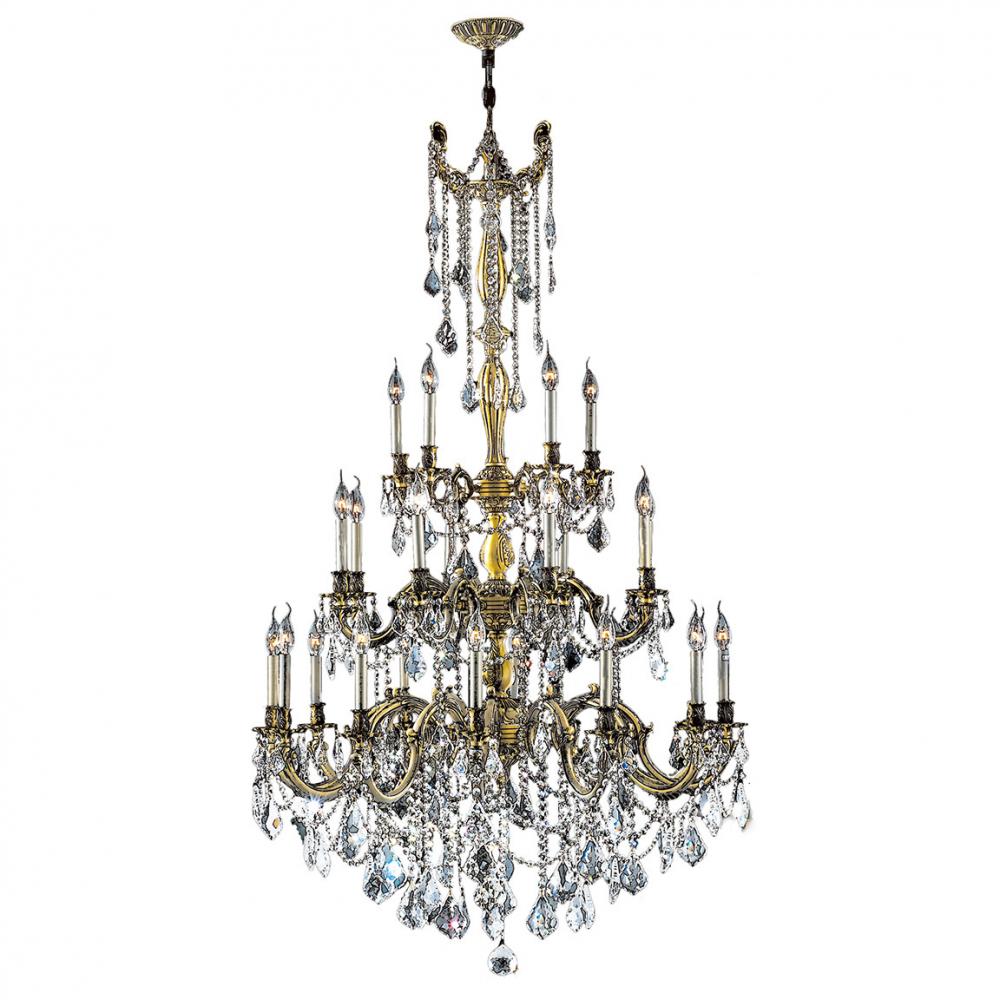 Windsor 25-Light Antique Bronze Finish and Clear Crystal Chandelier 38 in. Dia x 62 in. H Three 3 Ti