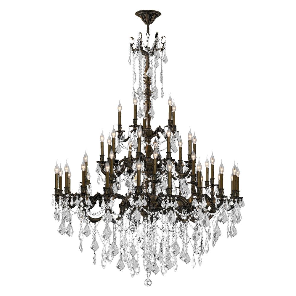 Windsor 45-Light dark Bronze Finish and Clear Crystal Chandelier 54 in. Dia x 66 in. H Four 4 Tier E