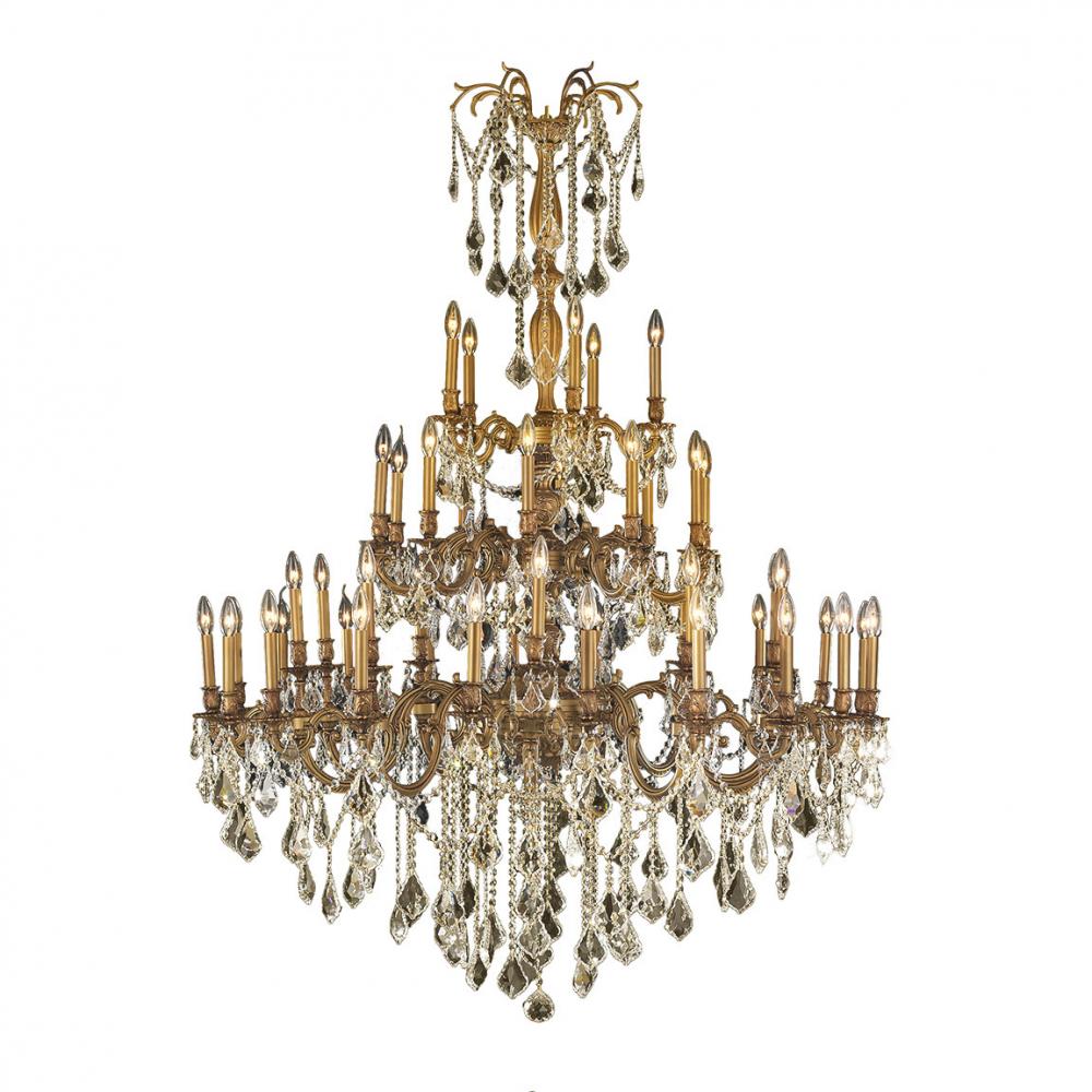 Windsor 45-Light French Gold Finish and Golden Teak Crystal Chandelier 54 in. Dia x 66 in. H Four 4 