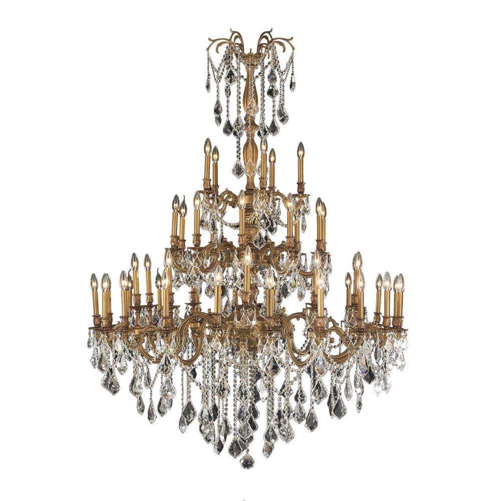 Windsor 45-Light French Gold Finish and Clear Crystal Chandelier 54 in. Dia x 66 in. H Four 4 Tier E
