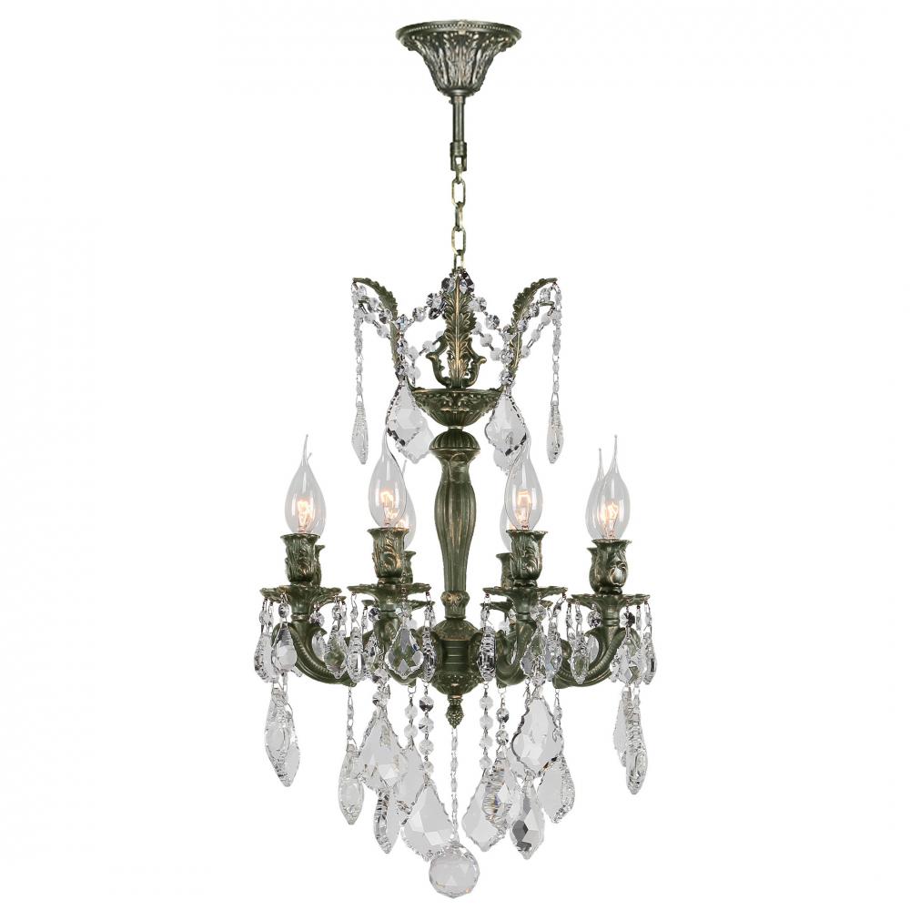 Versailles 8-Light Antique Bronze Finish and Clear Crystal Mini Chandelier 16 in. Dia x 23 in. H