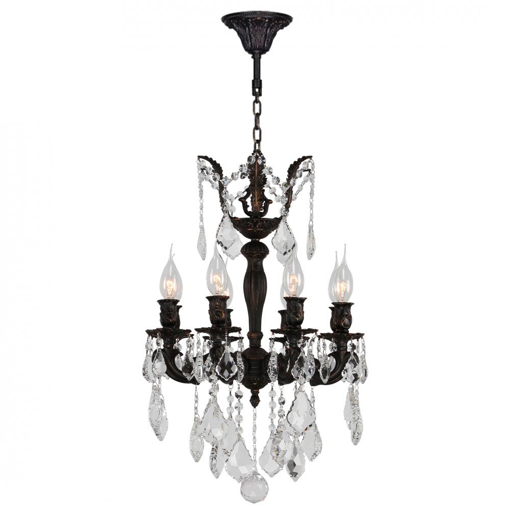 Versailles 8-Light dark Bronze Finish and Clear Crystal Mini Chandelier 16 in. Dia x 23 in. H
