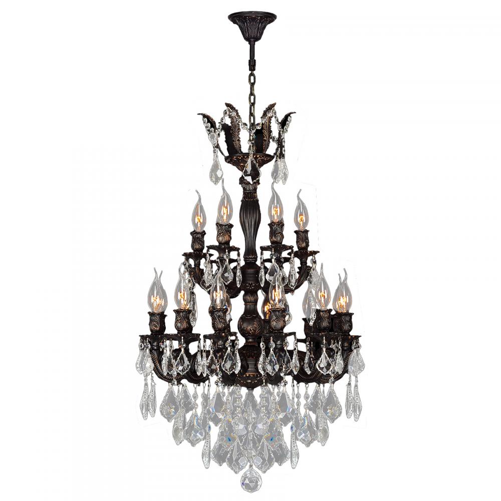 Versailles 18-Light dark Bronze Finish and Clear Crystal Chandelier 21 in. Dia x 32 in. H Two 2 Tier