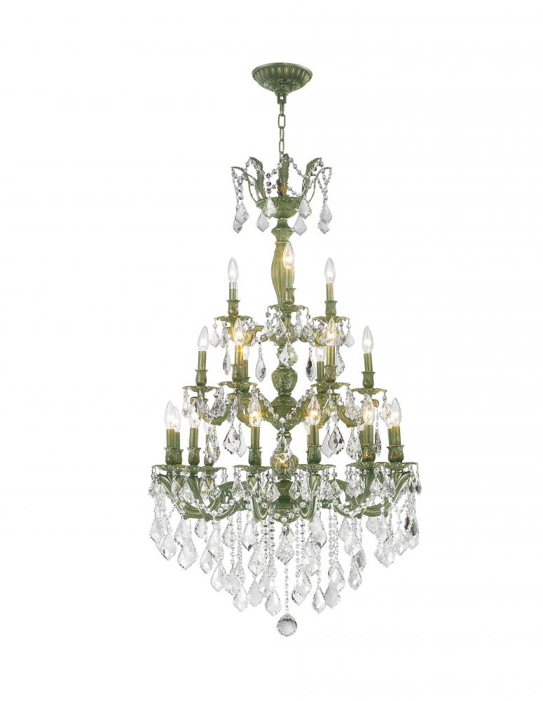 Versailles 21-Light Antique Bronze Finish and Clear Crystal Chandelier 29 in. Dia x 50 in. H Three 3