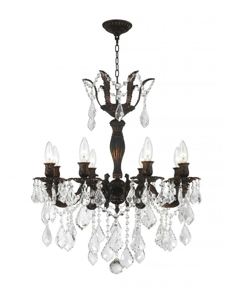 Versailles 8-Light dark Bronze Finish and Clear Crystal Chandelier 23 in. Dia x 26 in. H Large
