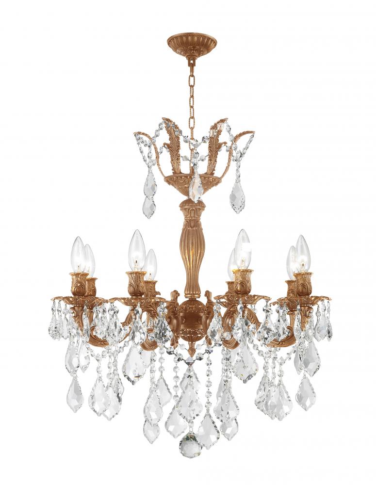 Versailles 8-Light French Gold Finish and Clear Crystal Chandelier 23 in. Dia x 26 in. H Large