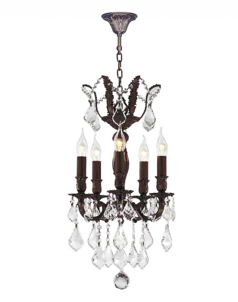 Versailles 5-Light dark Bronze Finish and Clear Crystal Chandelier 13 in. Dia x 23 in. H Mini