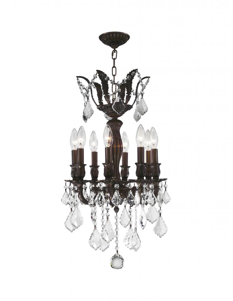 Versailles 8-Light dark Bronze Finish and Clear Crystal Chandelier 14 in. Dia x 23 in. H Mini