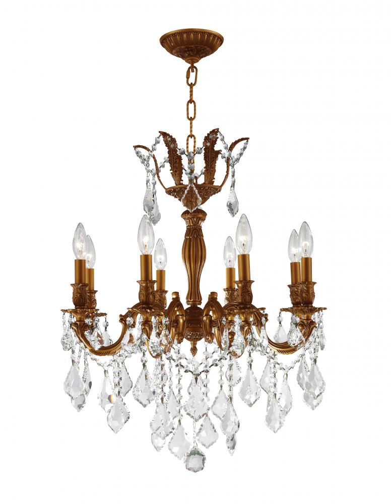 Versailles 8-Light French Gold Finish and Clear Crystal Chandelier 22 in. Dia x 26 in. H Medium