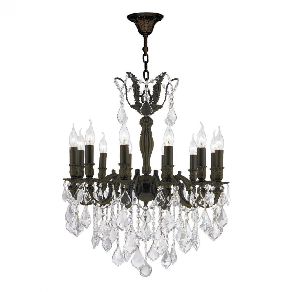 Versailles 12-Light dark Bronze Finish and Clear Crystal Chandelier 27 in. Dia x 30 in. H Large